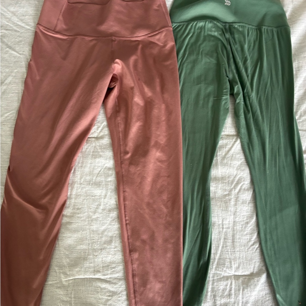 Lot of 2 all in motion Dusty Rose & Green High-Rise Leggings